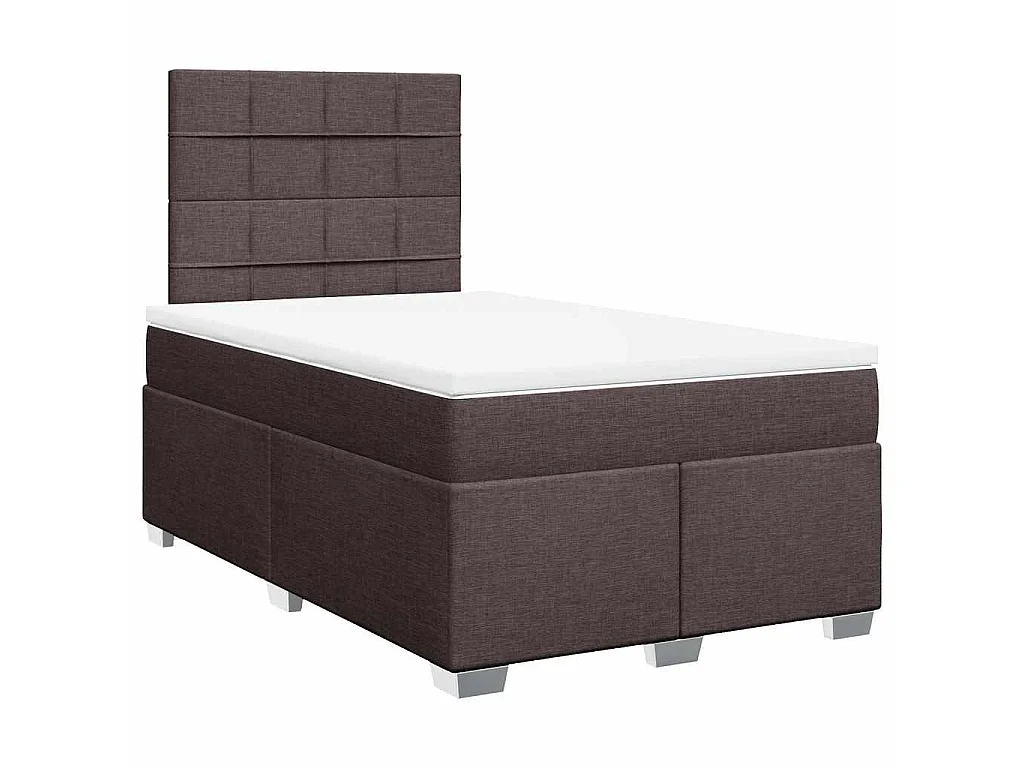 Cama box spring con colchón tela marrón oscuro 120x200 cm