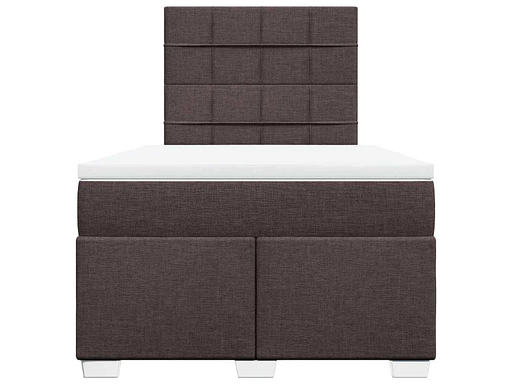 Cama box spring con colchón tela marrón oscuro 120x200 cm