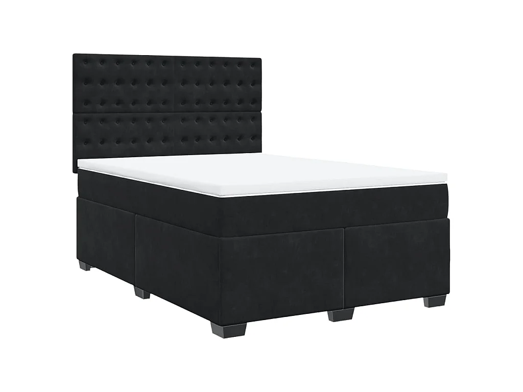 Sommier à lattes de lit avec matelas Noir 140x200 cm Velours