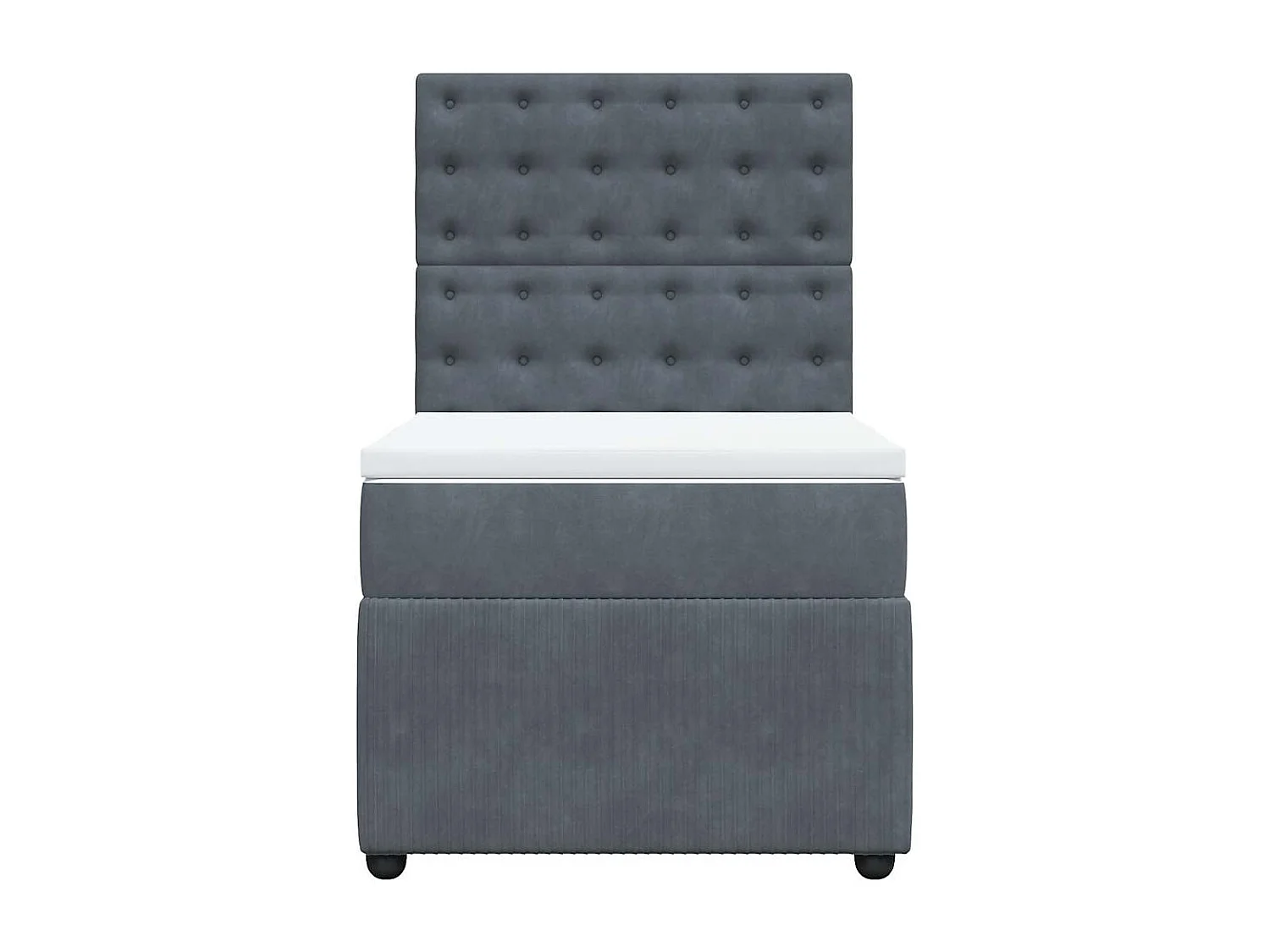 Cama box spring con colchón terciopelo gris oscuro 80x200 cm