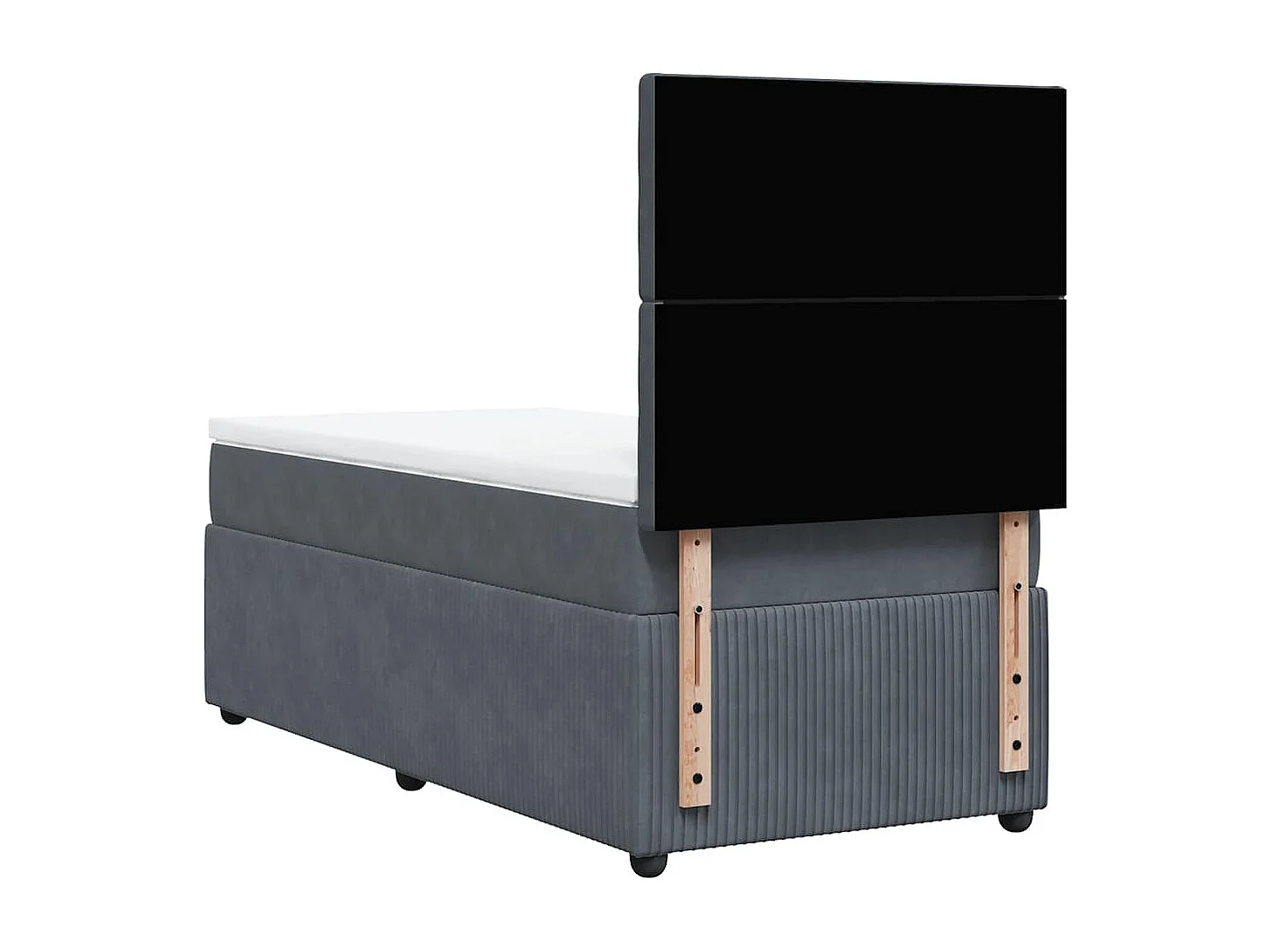 Cama box spring con colchón terciopelo gris oscuro 80x200 cm