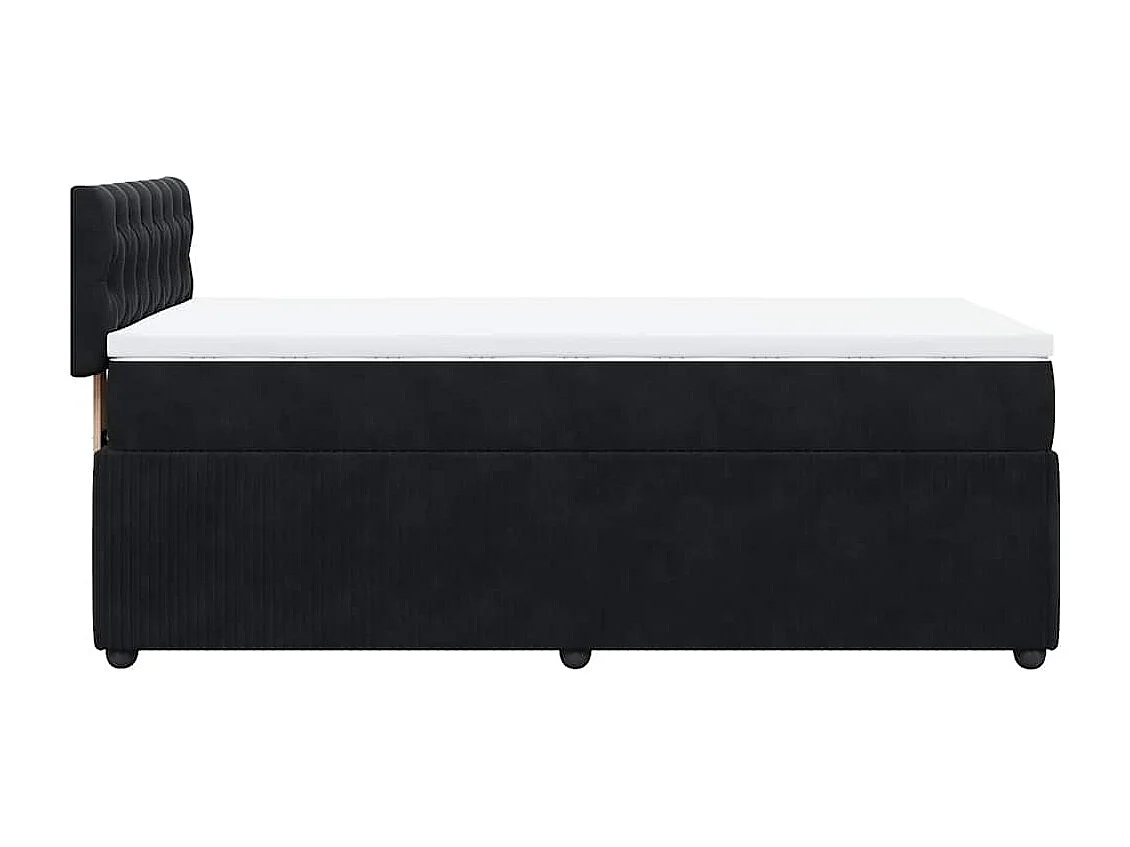 Sommier à lattes de lit avec matelas Noir 100x200 cm Velours