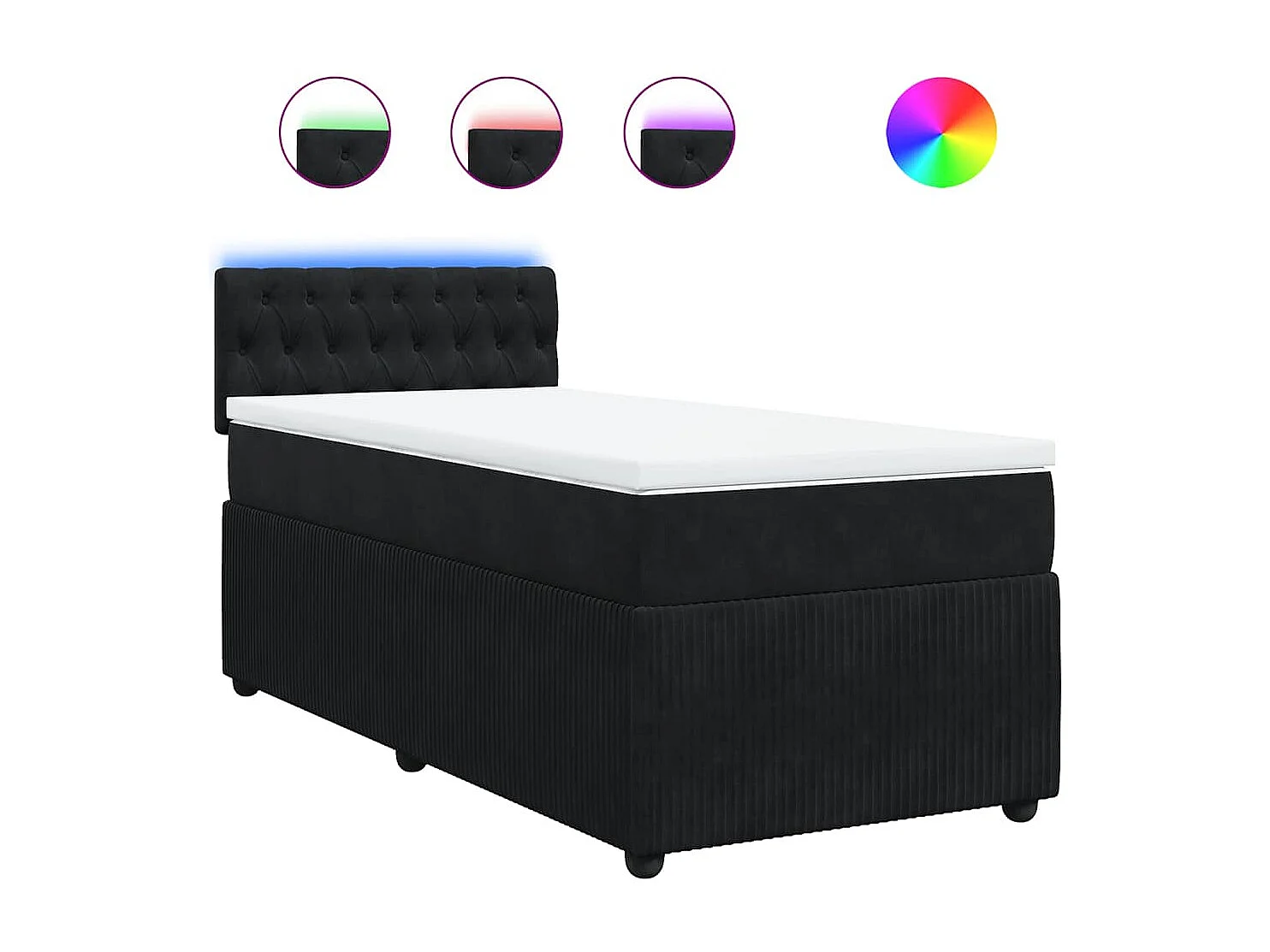 Sommier à lattes de lit avec matelas Noir 100x200 cm Velours