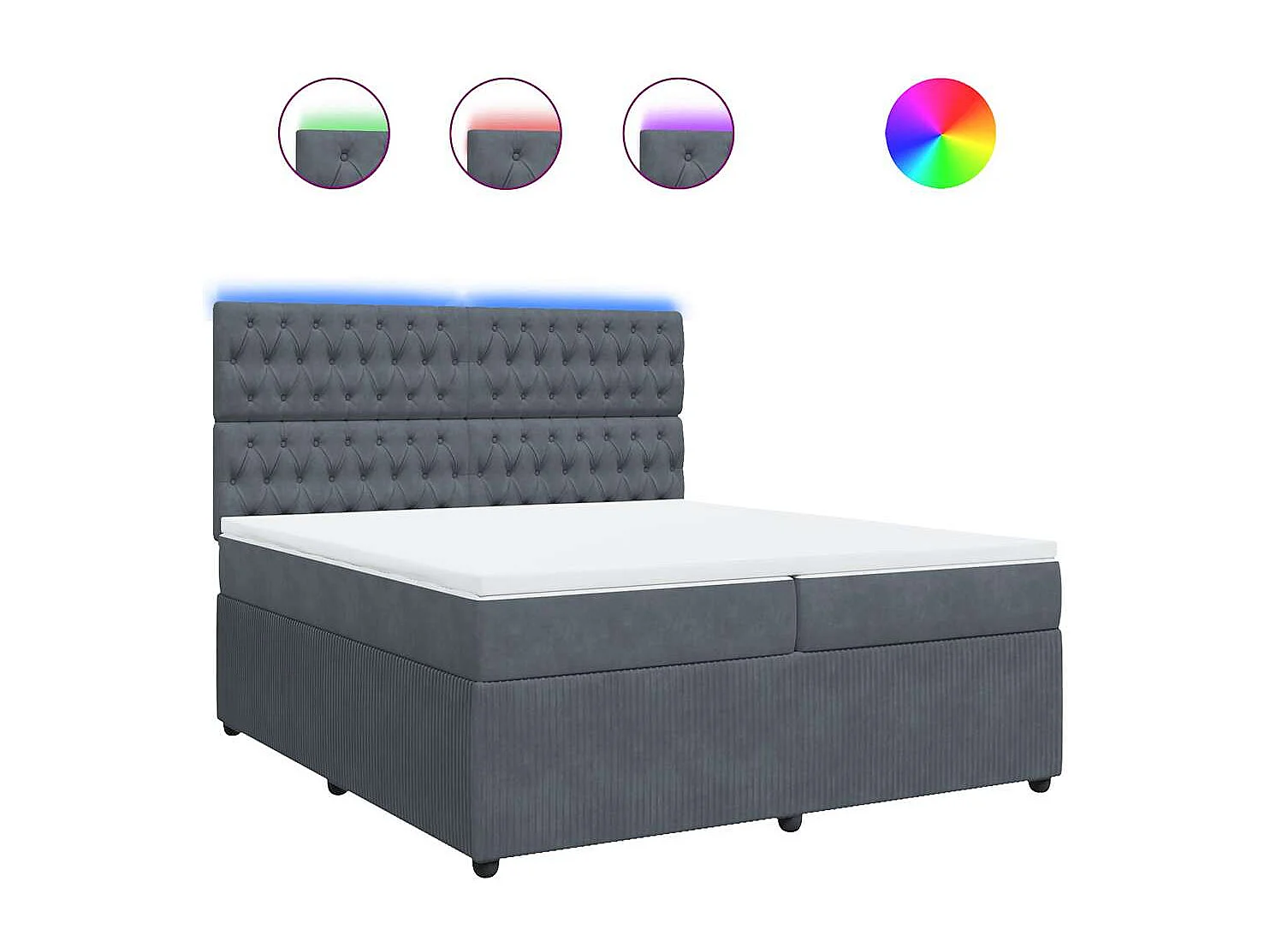 Cama box spring con colchón terciopelo gris oscuro 200x200 cm
