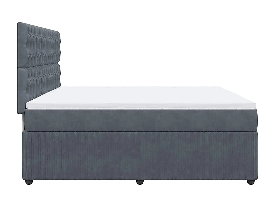 Cama box spring con colchón terciopelo gris oscuro 200x200 cm