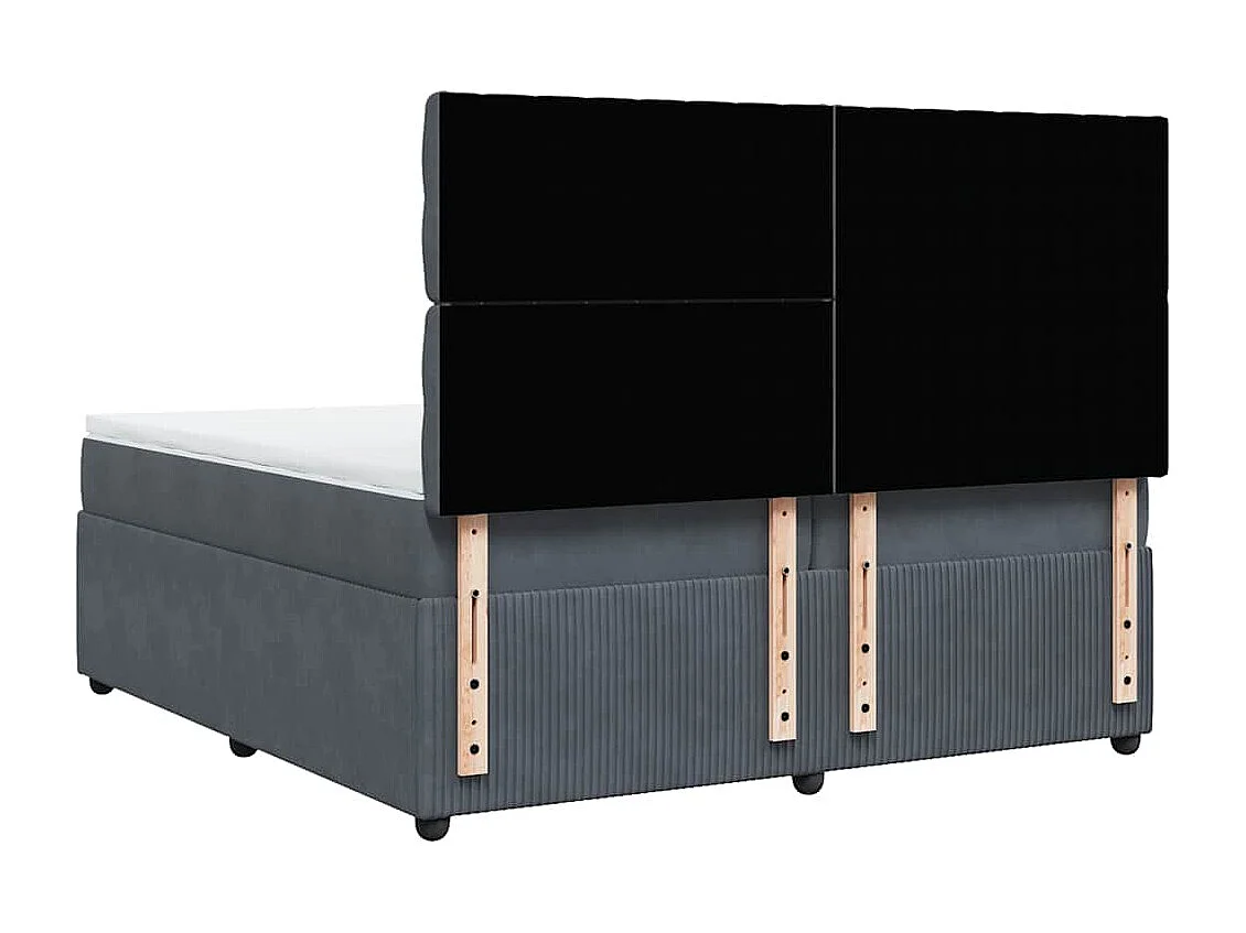 Cama box spring con colchón terciopelo gris oscuro 200x200 cm