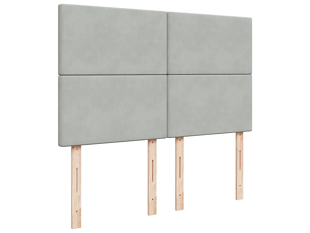 Cama box spring con colchón terciopelo gris claro 140x200 cm