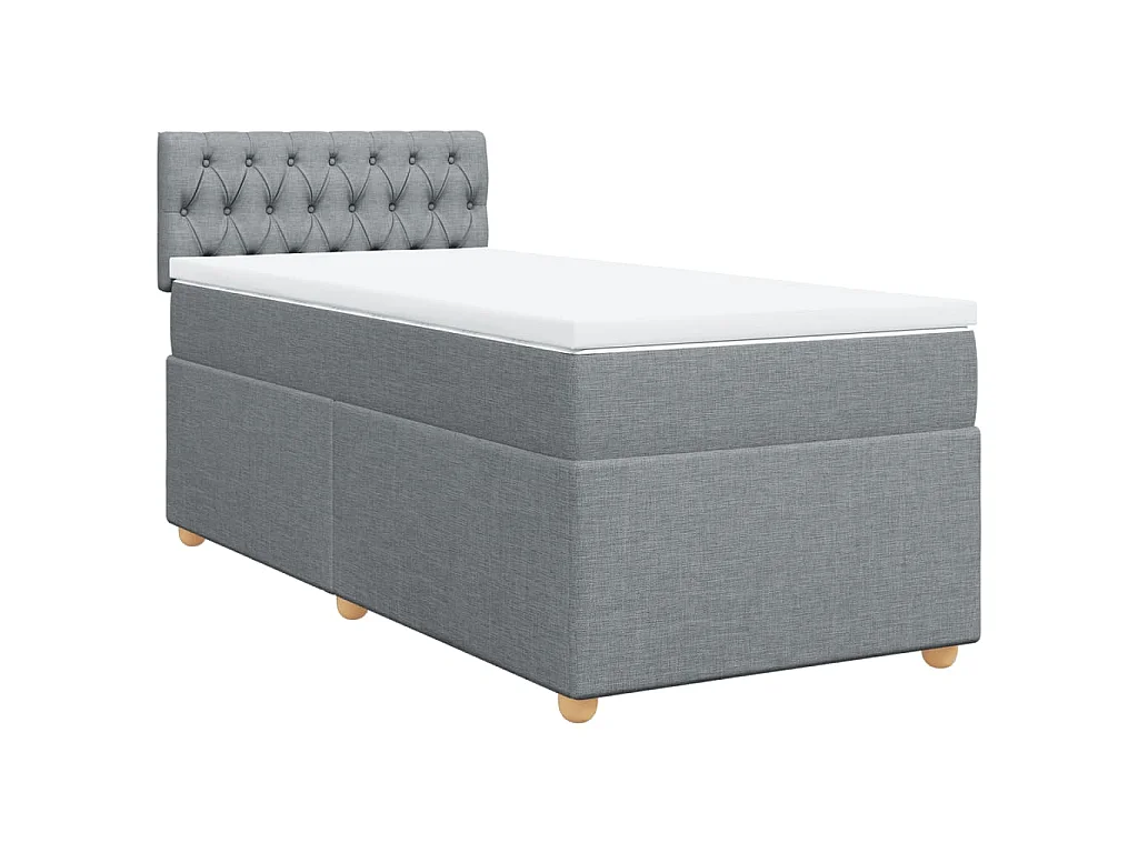 Boxspringbett mit Matratze Hellgrau 100x200 cm Stoff