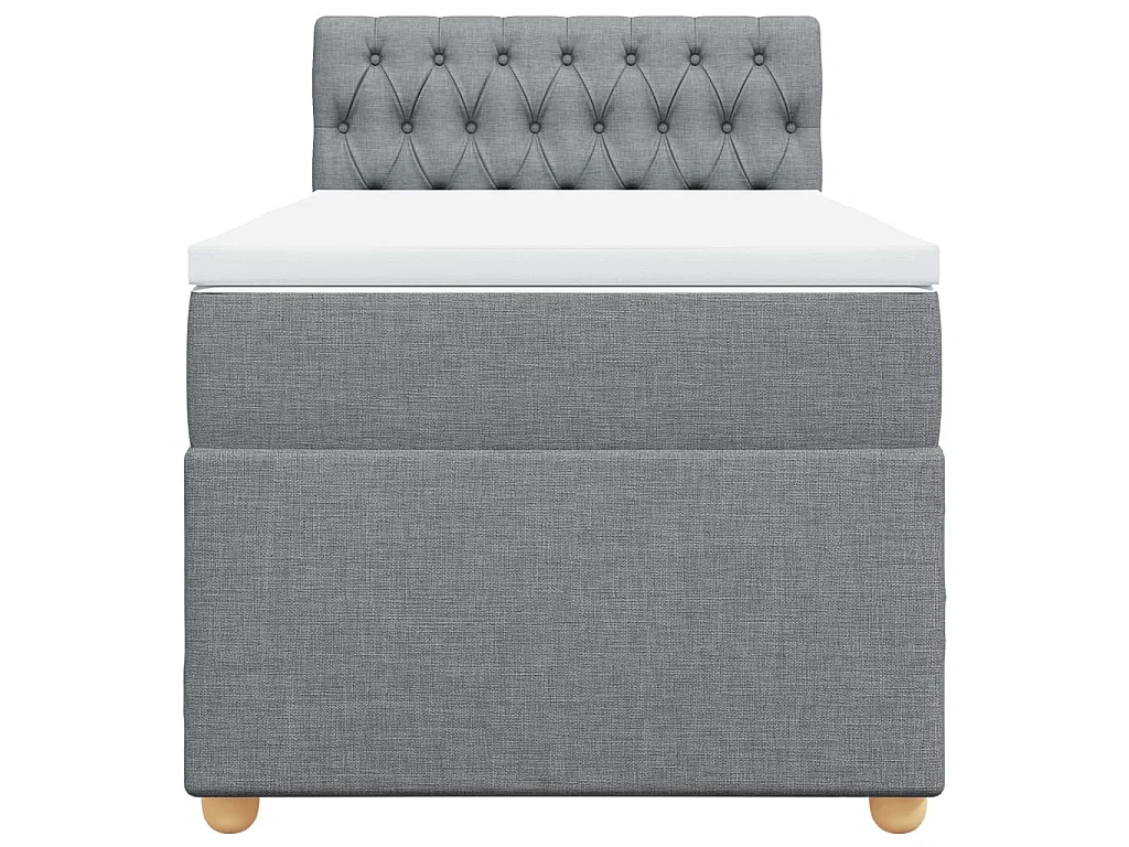 Boxspringbett mit Matratze Hellgrau 100x200 cm Stoff