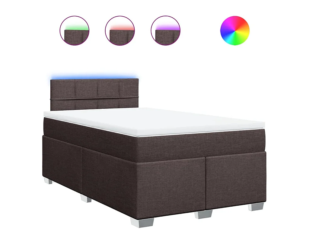 Cama box spring con colchón tela marrón oscuro 120x190 cm