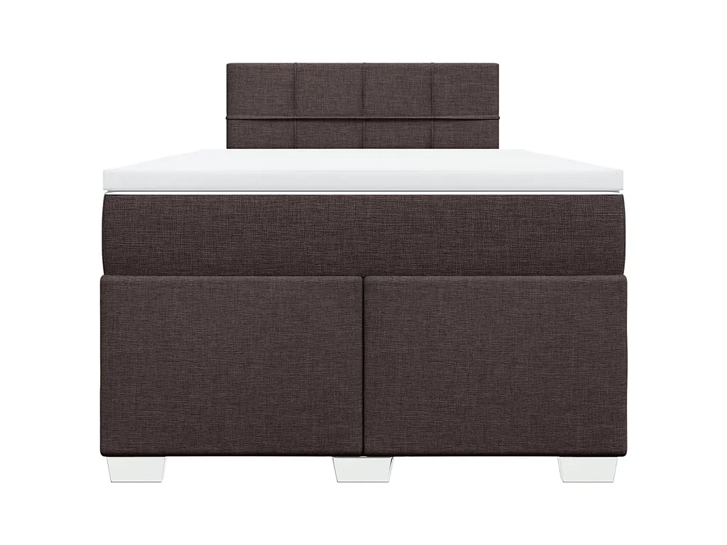 Cama box spring con colchón tela marrón oscuro 120x190 cm