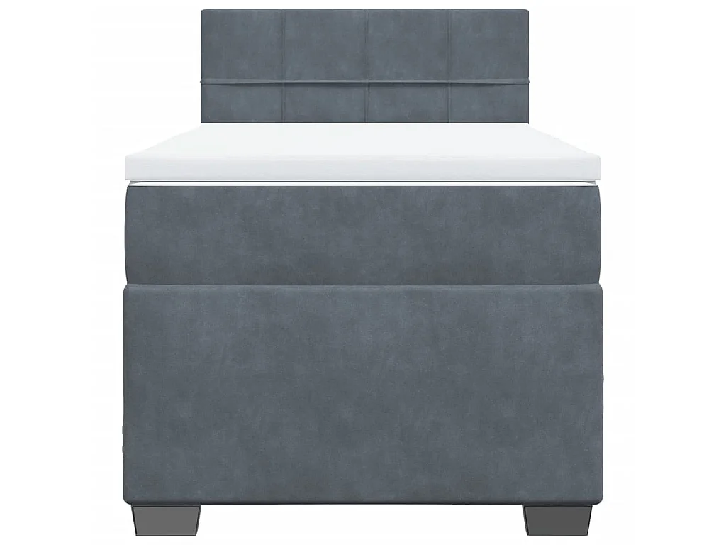 Cama box spring con colchón terciopelo gris oscuro 80x200 cm