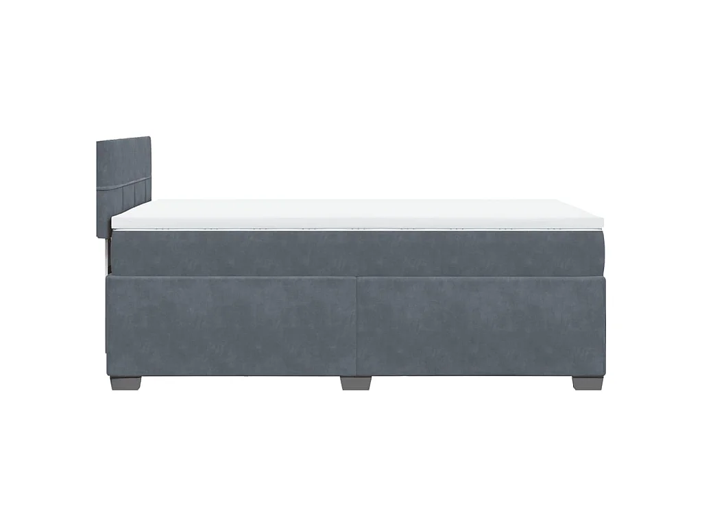 Cama box spring con colchón terciopelo gris oscuro 80x200 cm