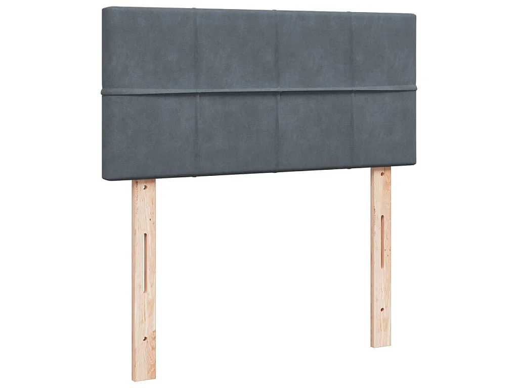 Cama box spring con colchón terciopelo gris oscuro 80x200 cm