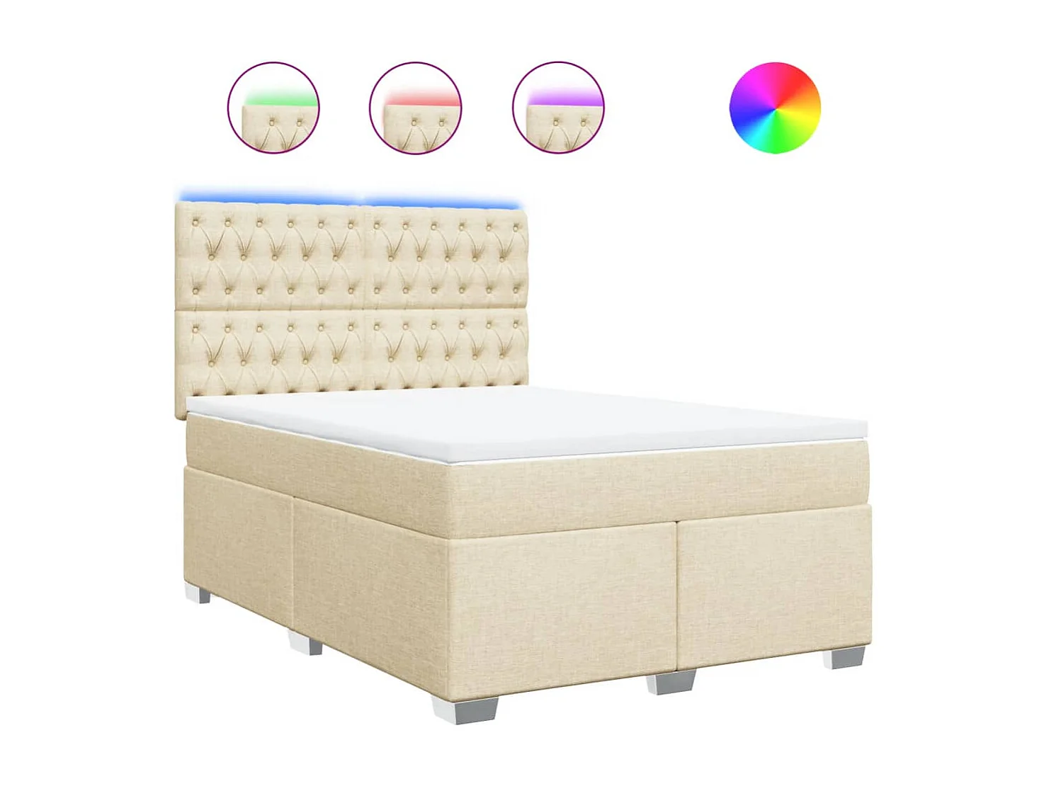 Sommier à lattes de lit avec matelas Crème 160x200 cm Tissu