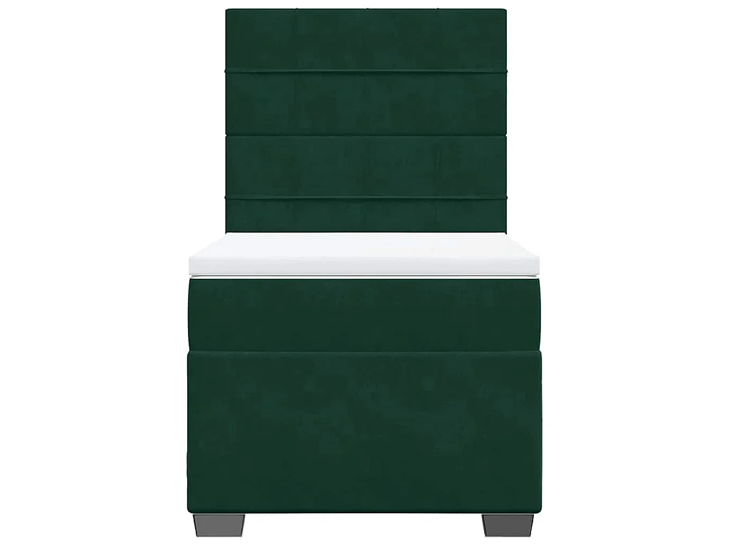 Cama box spring con colchón terciopelo verde oscuro 80x200 cm
