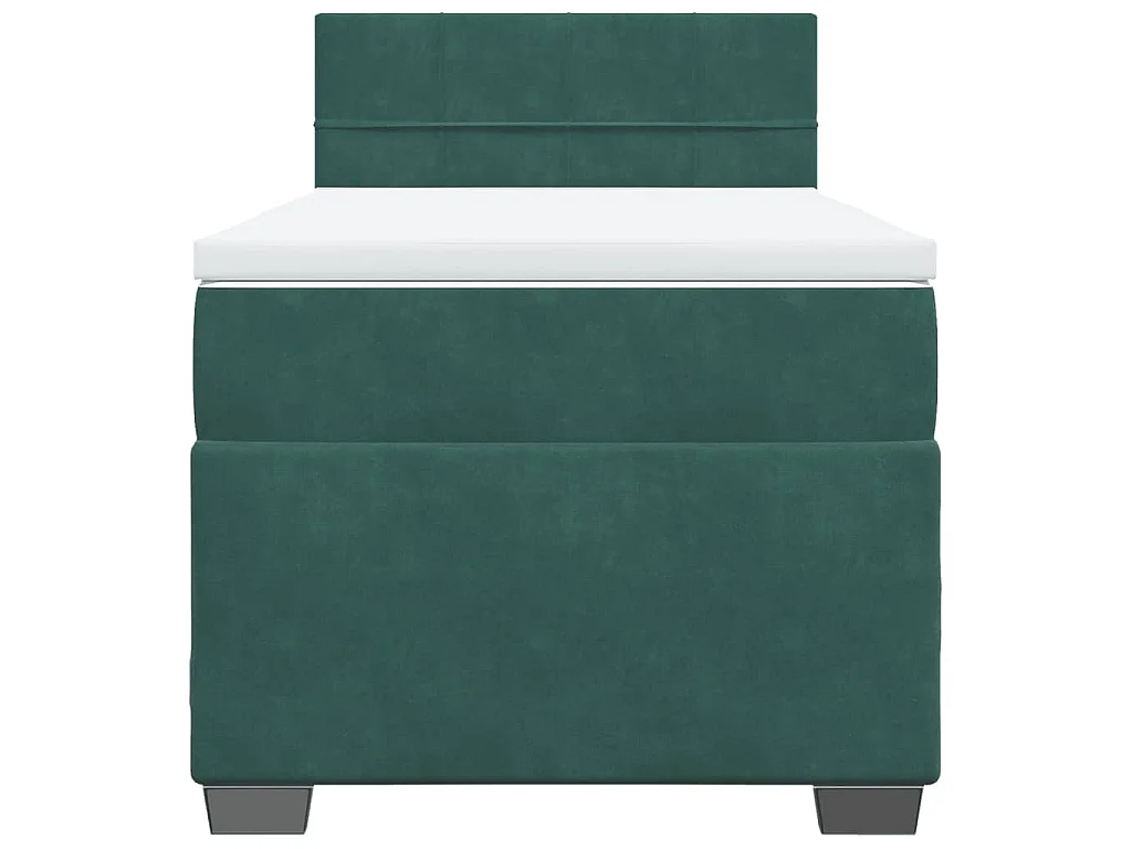 Cama box spring con colchón terciopelo verde oscuro 100x200 cm