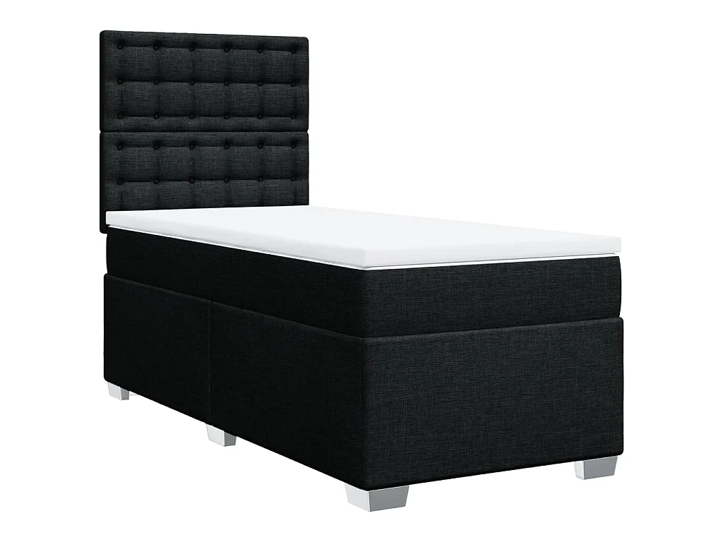 Sommier à lattes de lit avec matelas Noir 100x200 cm Tissu