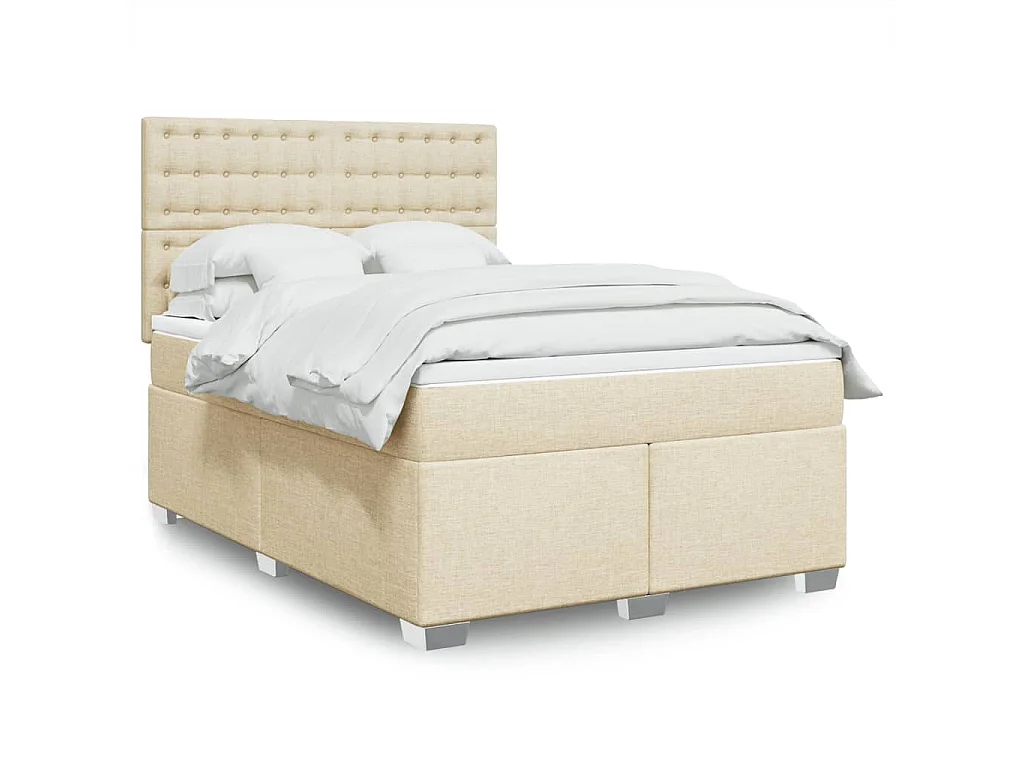 Boxspring met matras stof crèmekleurig 140x190 cm