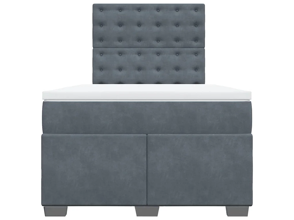 Cama box spring con colchón terciopelo gris oscuro 120x200 cm