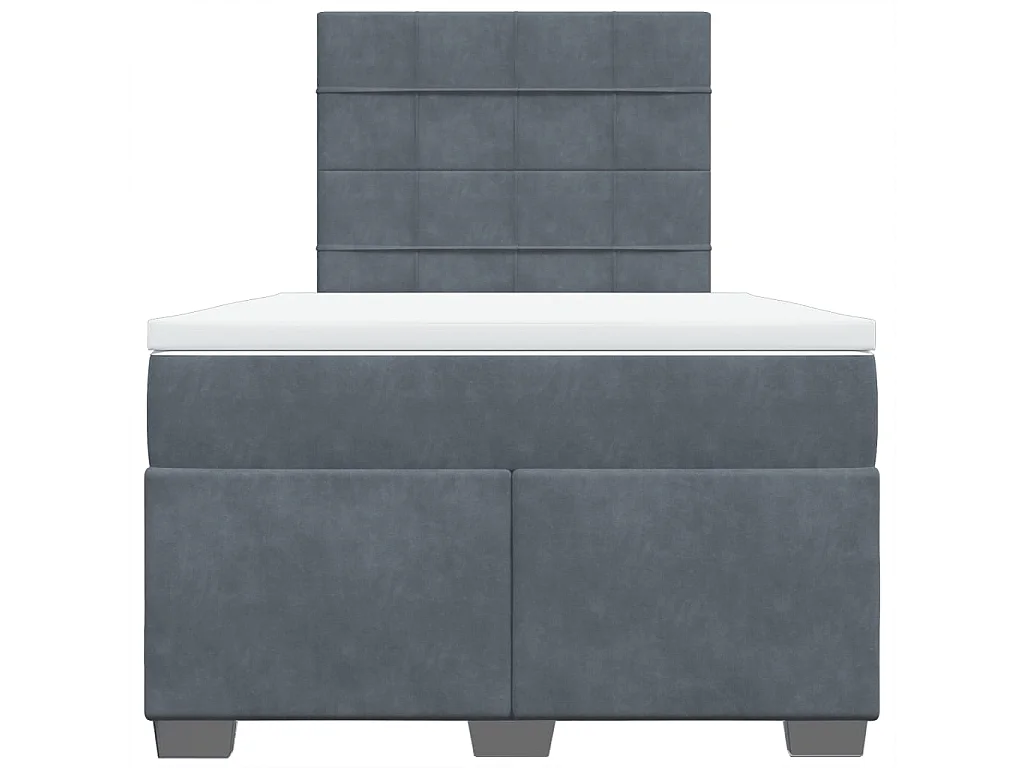 Cama box spring con colchón terciopelo gris oscuro 120x190 cm