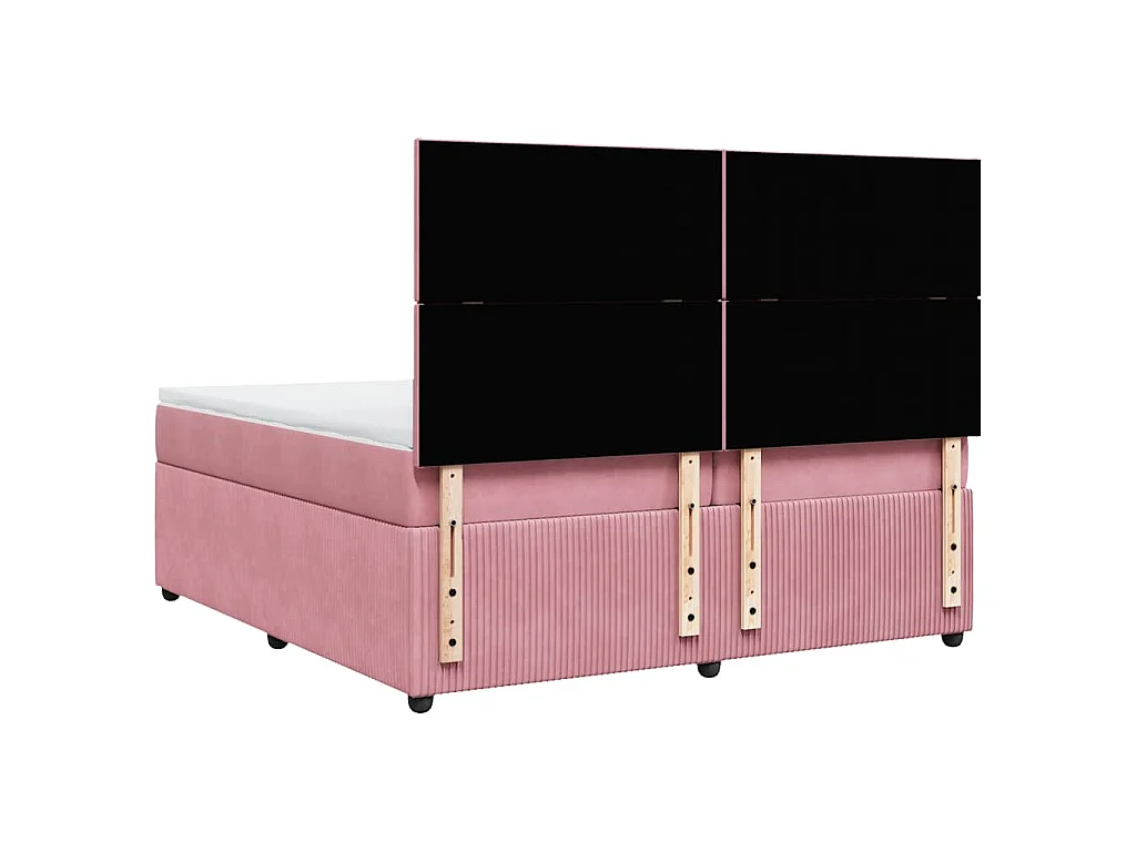 Cama box spring con colchón terciopelo rosa 200x200 cm