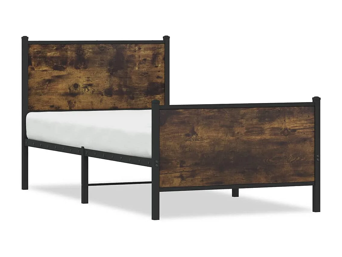 Estructura de cama sin colchón metal roble ahumado 90x200 cm