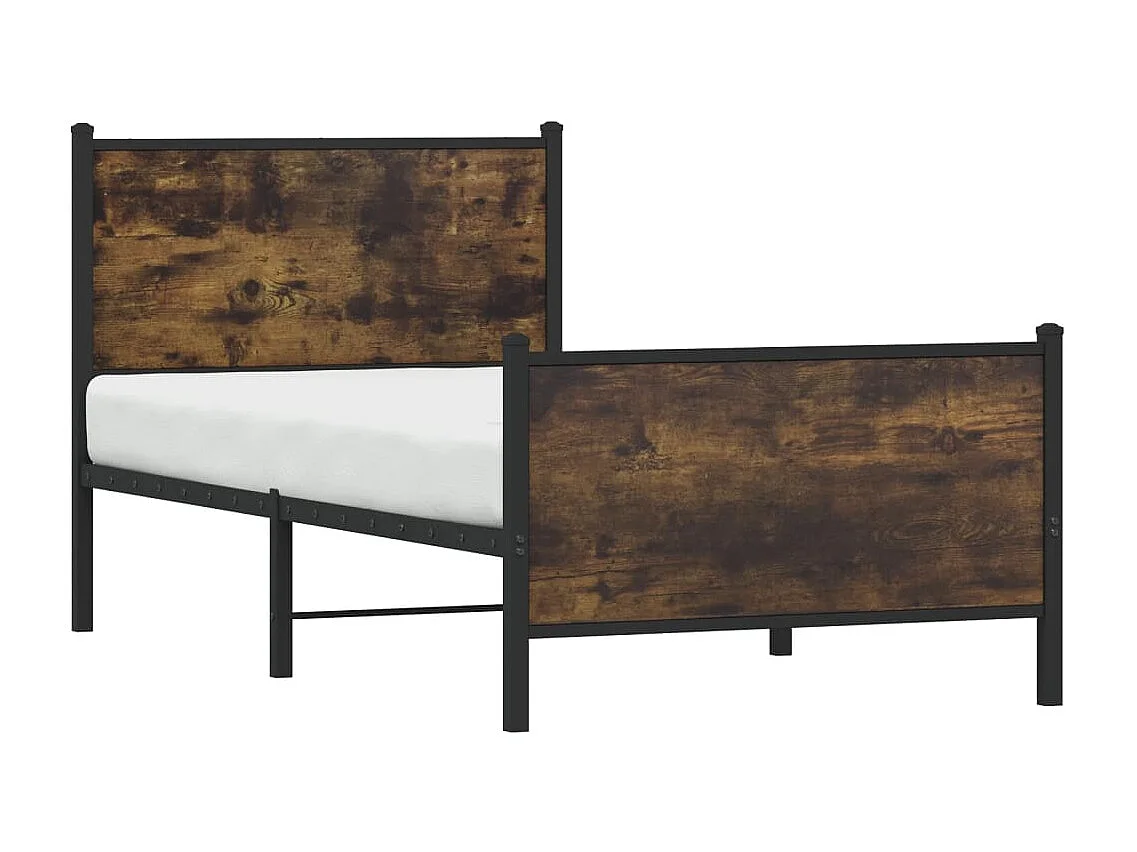 Estructura de cama sin colchón metal roble ahumado 90x200 cm