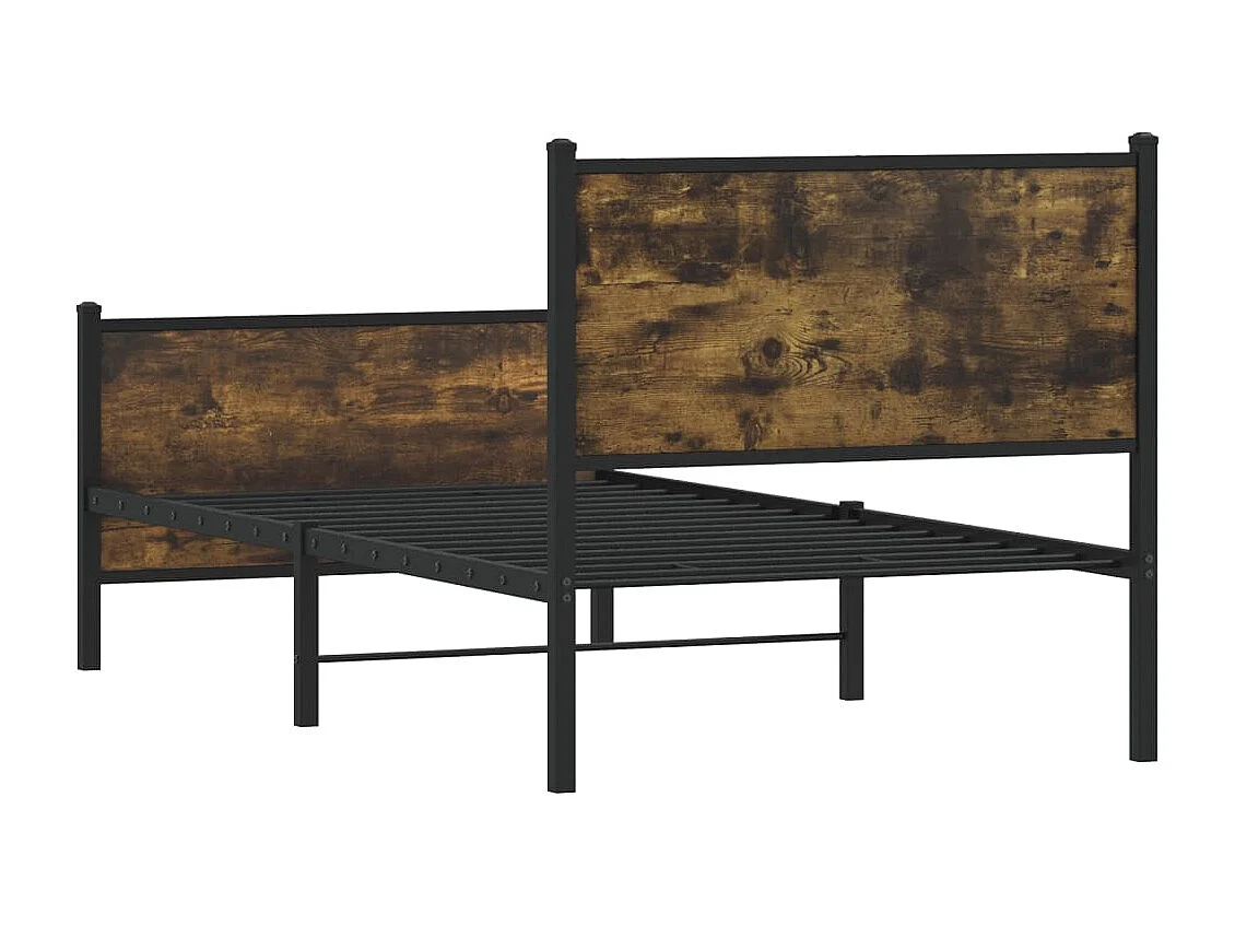 Estructura de cama sin colchón metal roble ahumado 90x200 cm
