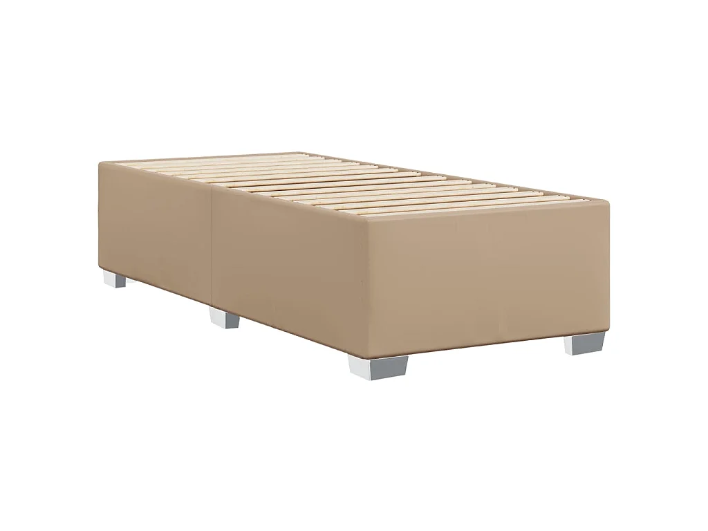 Estructura cama sin colchón cuero sintético capuchino 80x200 cm