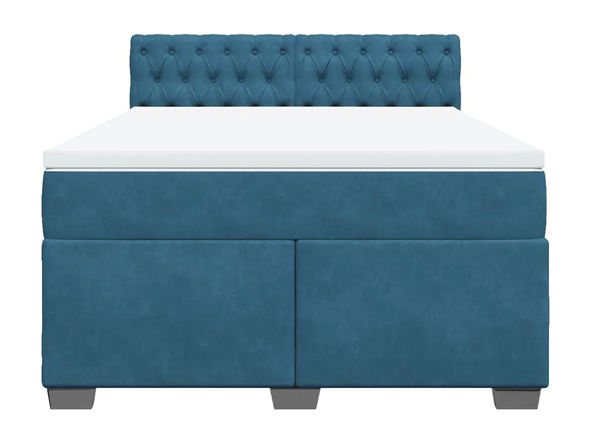 Boxspringbett mit Matratze Blau 160x200 cm Samt
