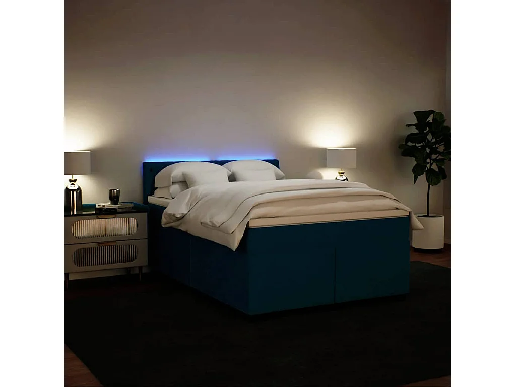 Boxspring met matras fluweel blauw 160x200 cm