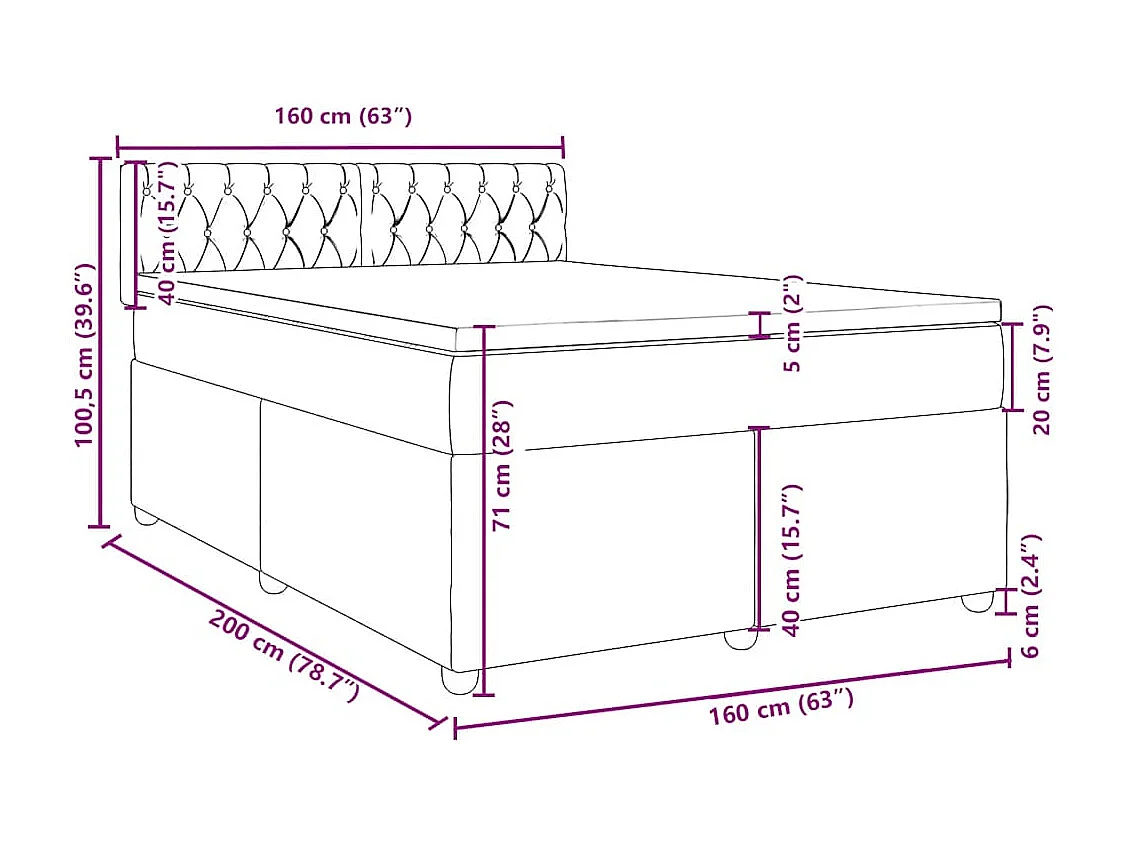 Boxspring met matras fluweel blauw 160x200 cm