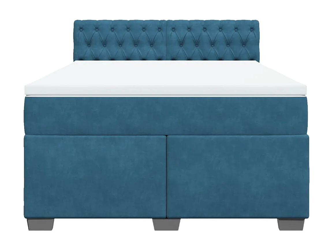 Boxspring met matras fluweel blauw 160x200 cm