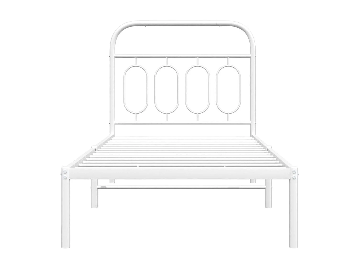 Cadre de lit métal sans matelas avec tête de lit blanc 80x200cm