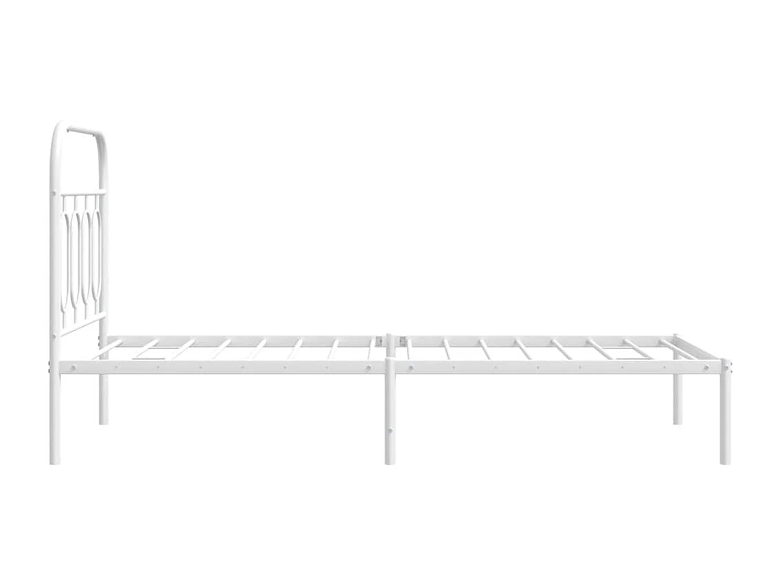 Cadre de lit métal sans matelas avec tête de lit blanc 80x200cm