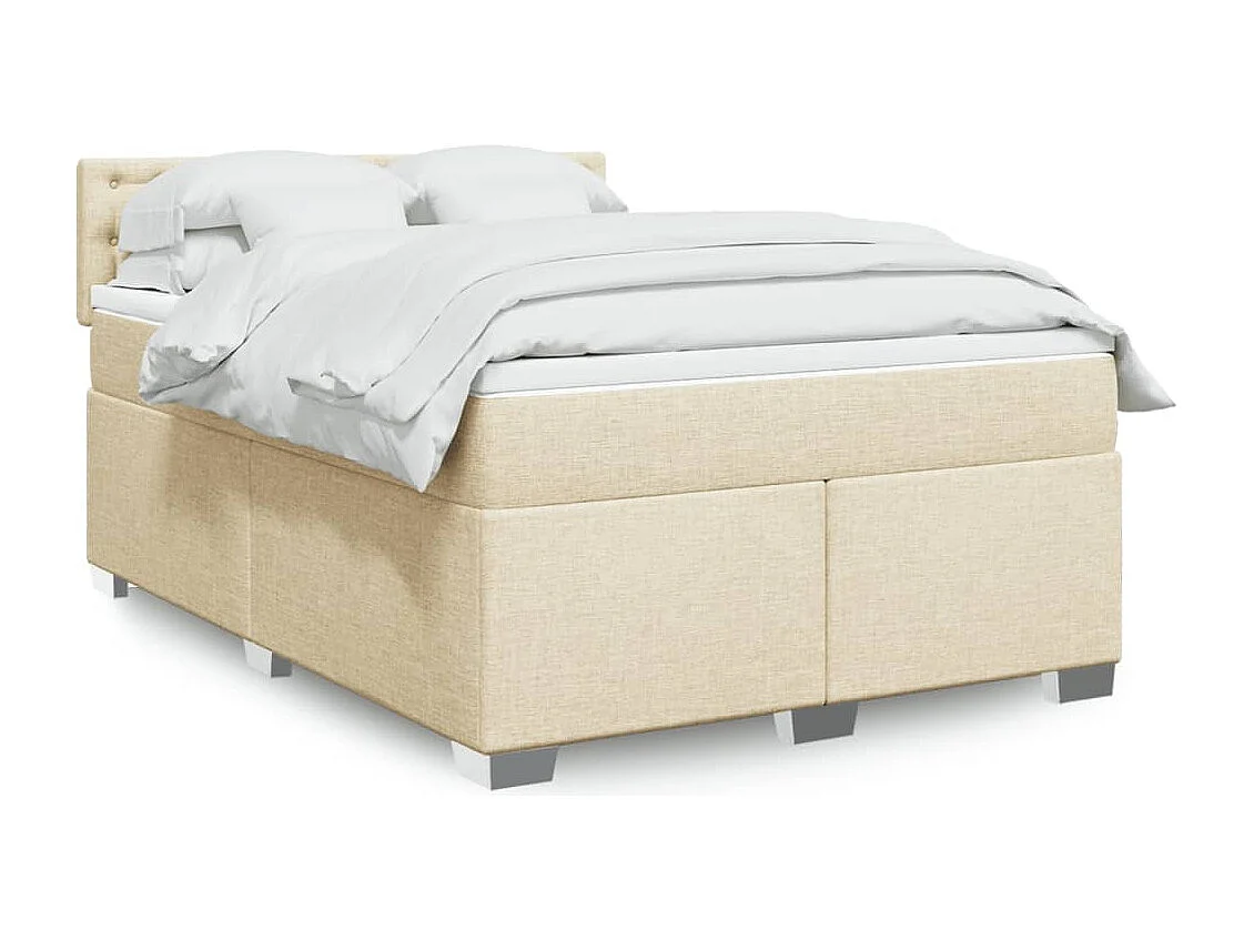 Boxspringbett mit Matratze Creme 140x200 cm Stoff