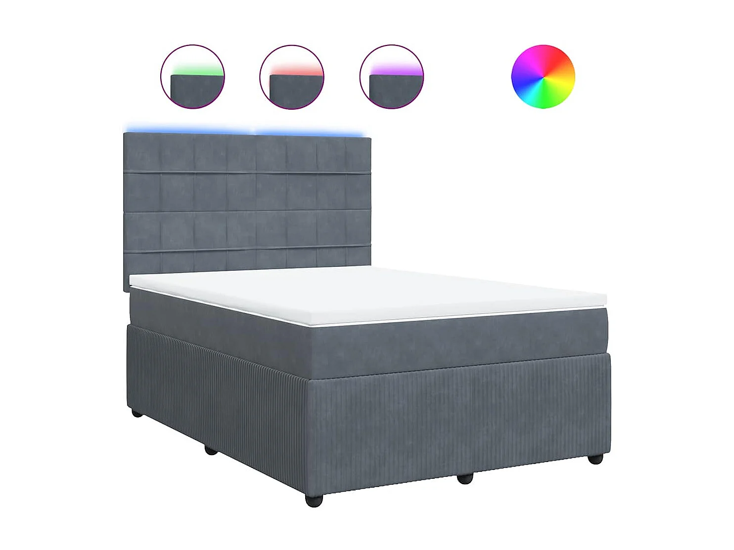 Giroletto a Molle con Materasso Grigio Scuro 140x190 cm Velluto