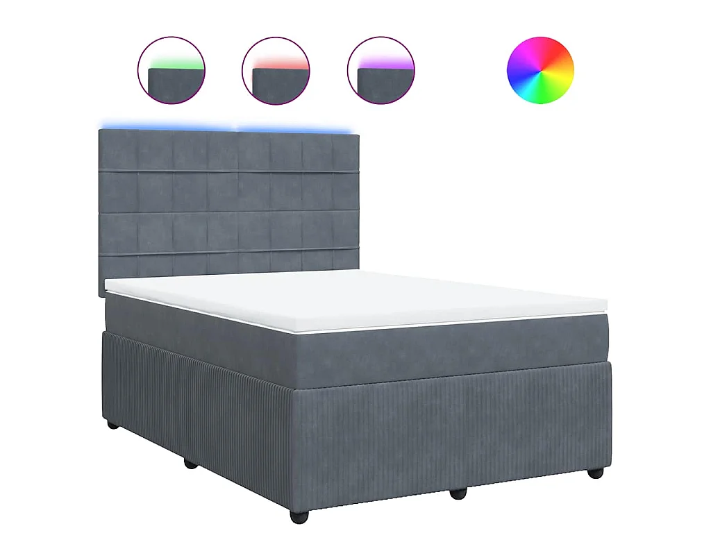 Boxspringbett mit Matratze Dunkelgrau 140x190 cm Samt