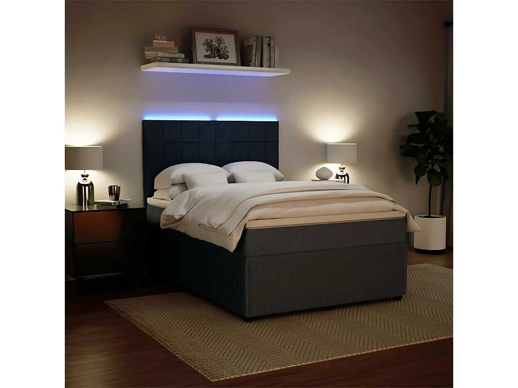 Boxspringbett mit Matratze Dunkelgrau 140x190 cm Samt
