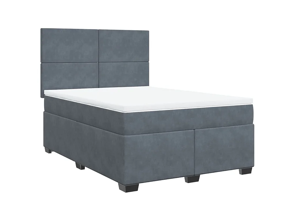 Boxspring met matras fluweel donkergrijs 140x190 cm