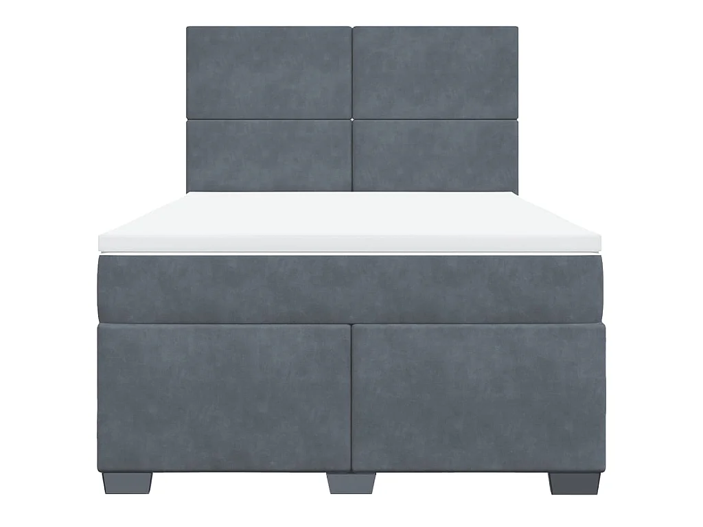 Boxspring met matras fluweel donkergrijs 140x190 cm