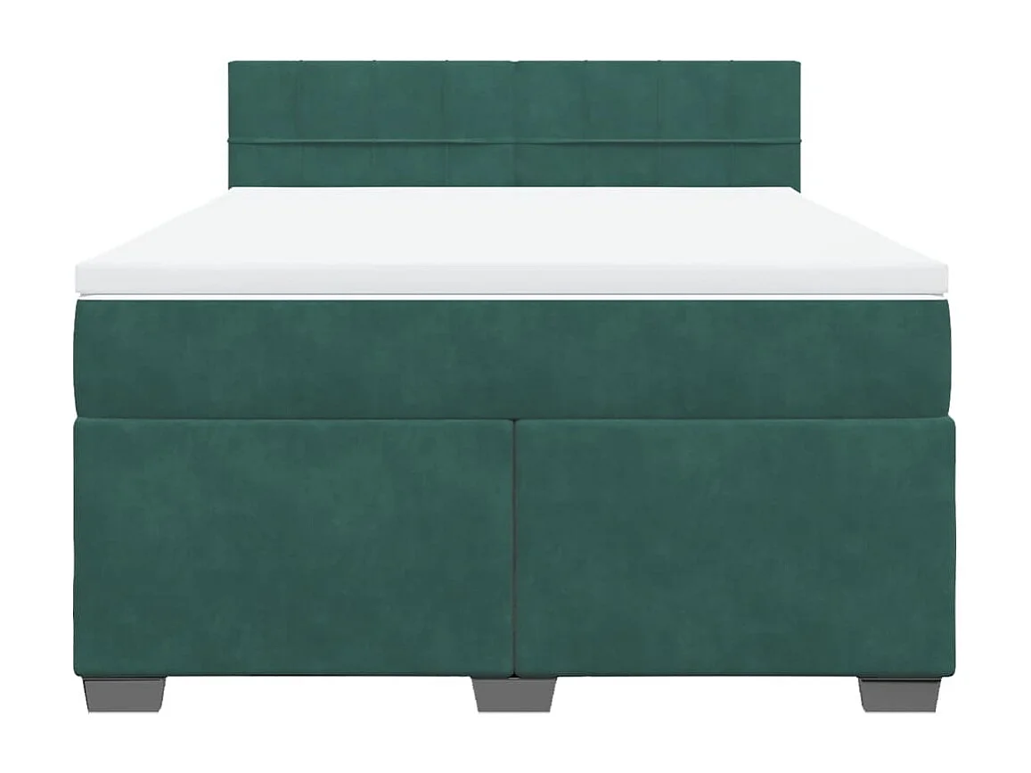 Giroletto a Molle con Materasso Verde Scuro 140x190 cm Velluto