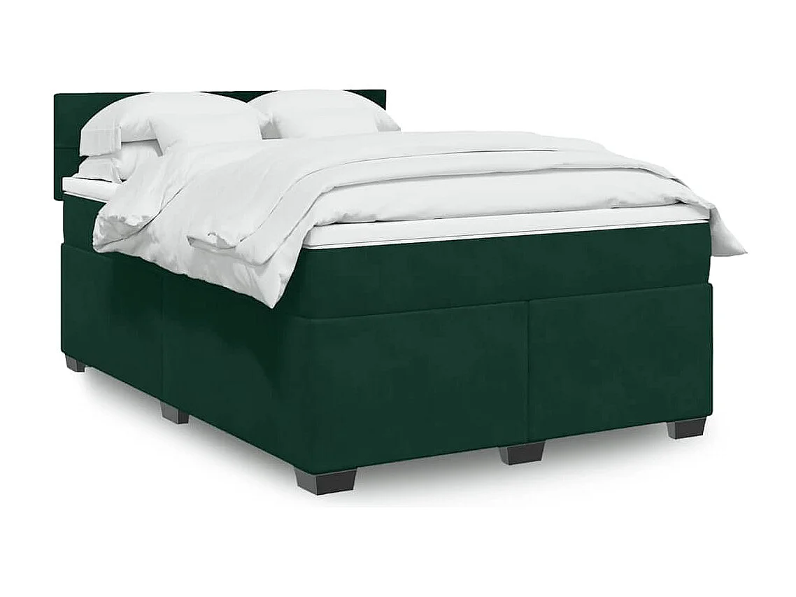 Sommier à lattes de lit et matelas Vert foncé 140x190cm Velours