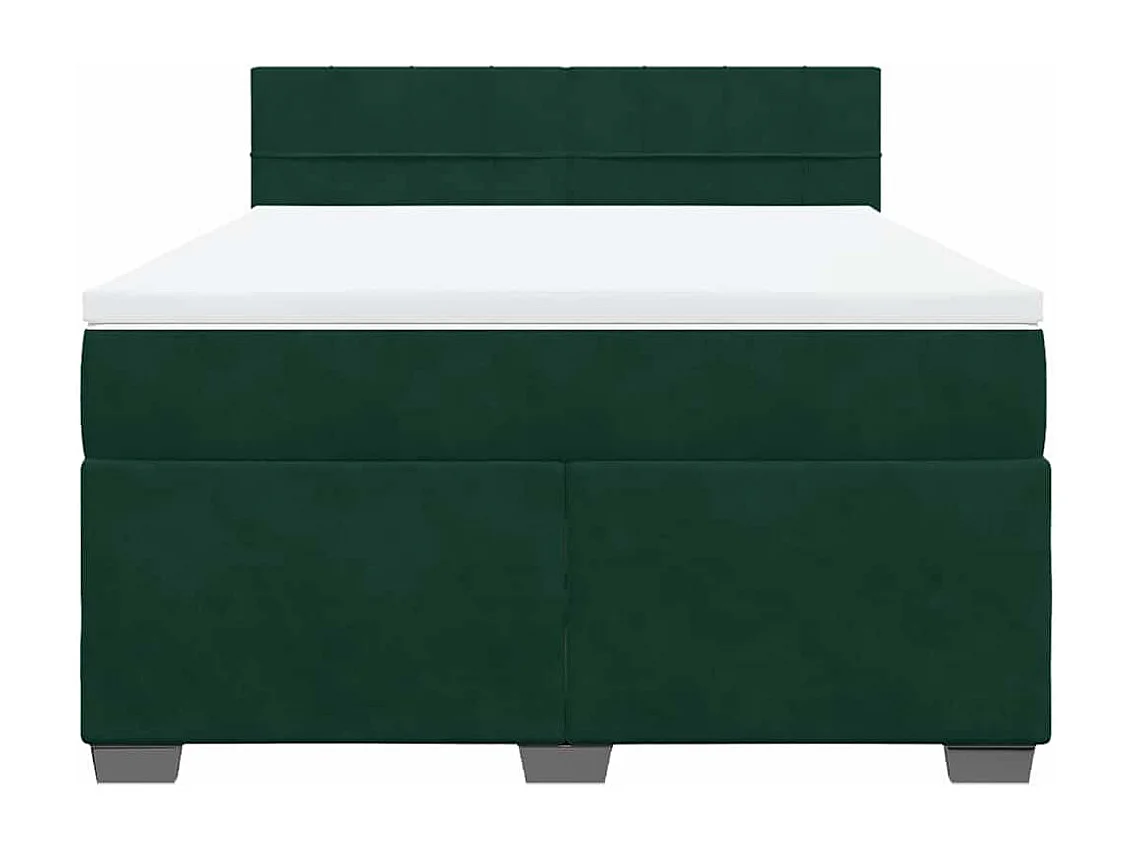 Sommier à lattes de lit et matelas Vert foncé 140x190cm Velours