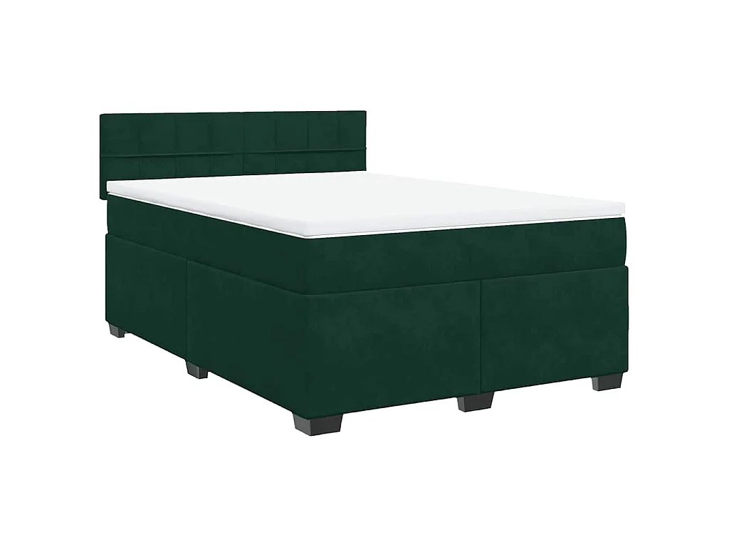 Giroletto a Molle con Materasso Verde Scuro 140x190 cm Velluto