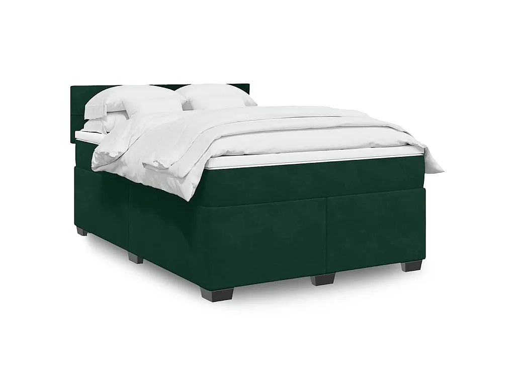 Giroletto a Molle con Materasso Verde Scuro 140x190 cm Velluto