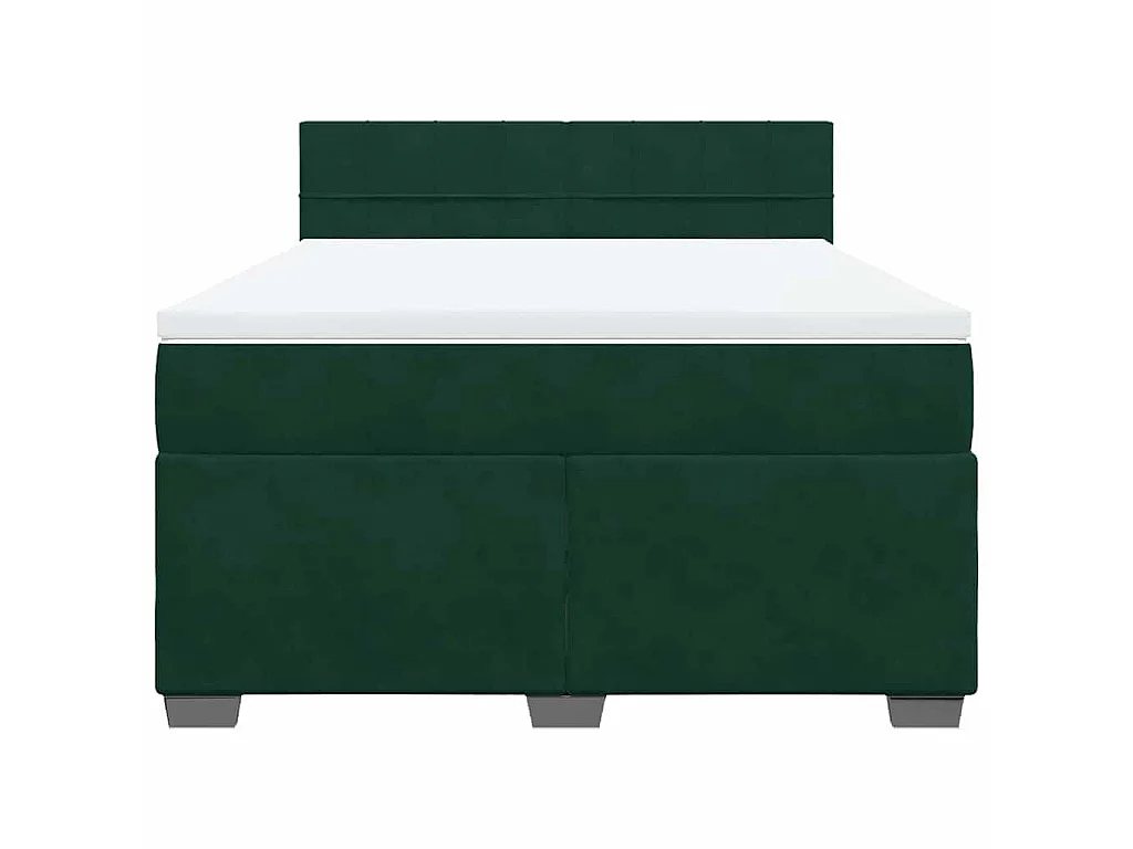 Giroletto a Molle con Materasso Verde Scuro 140x190 cm Velluto