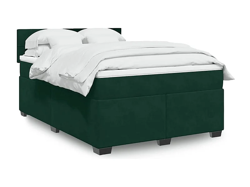 Boxspring met matras fluweel donkergroen 140x190 cm