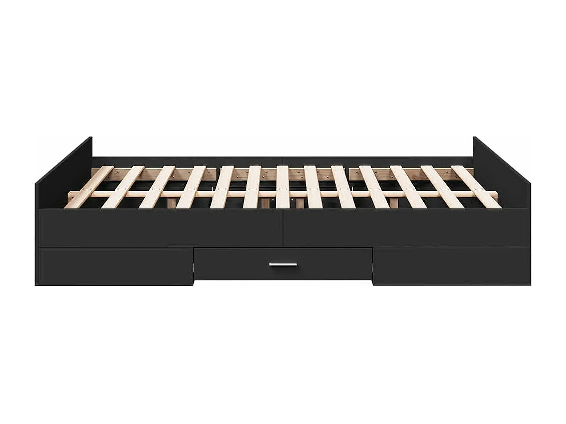 Bettgestell mit Schubladen Schwarz 135x190 cm Holzwerkstoff